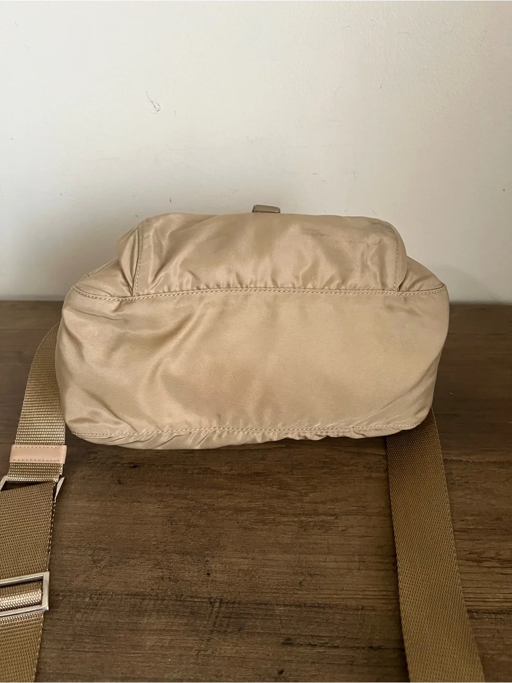 Prada Tan Nylon Messenger Bag with Adjustable Strap